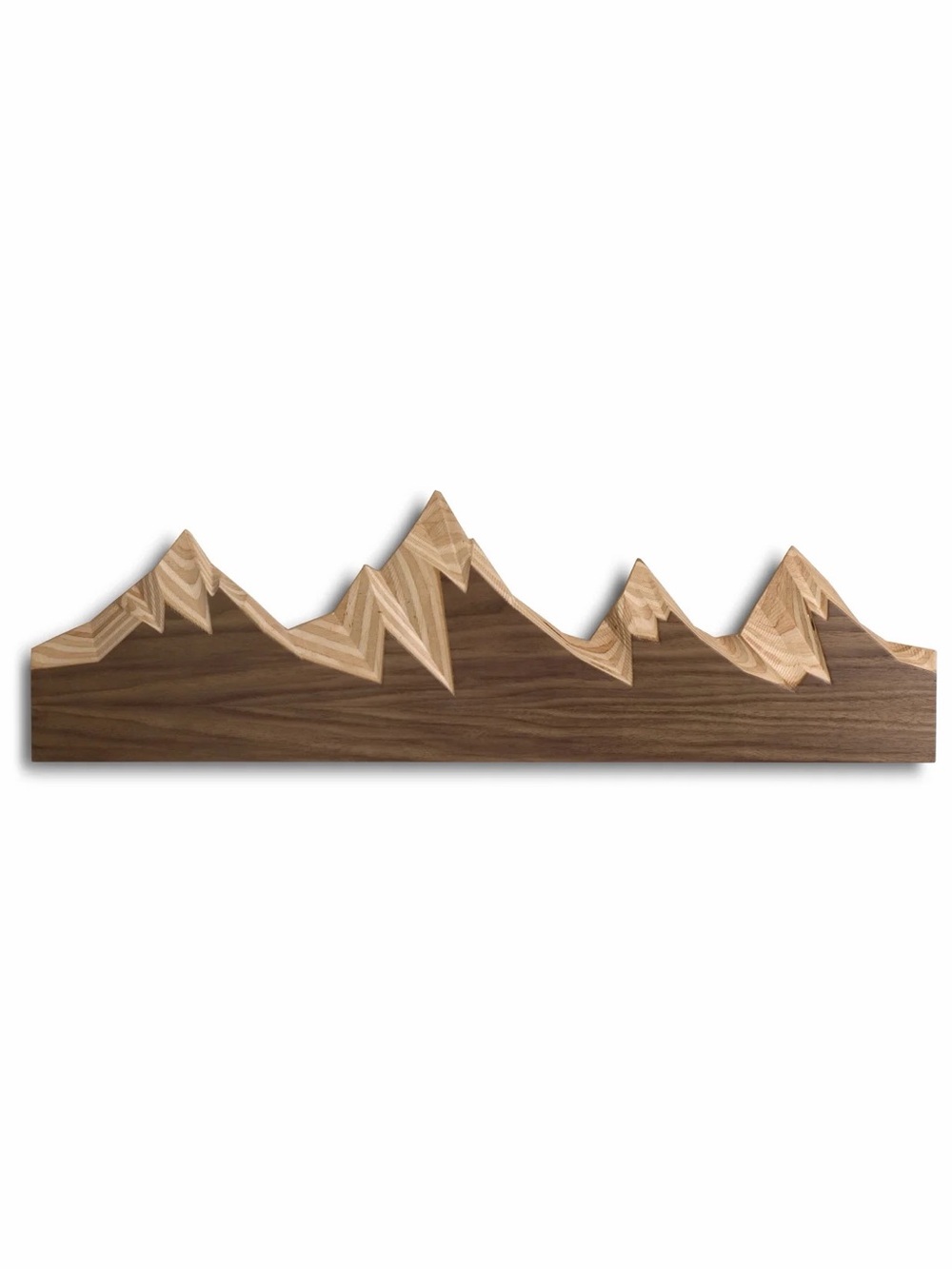 Walnut Maple Grand Teton Mountain Coat Rack Wall Hanger 30” MCM